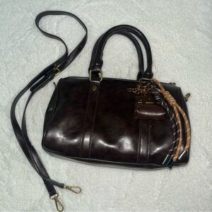 Elegant Brown Faux Leather Handbag